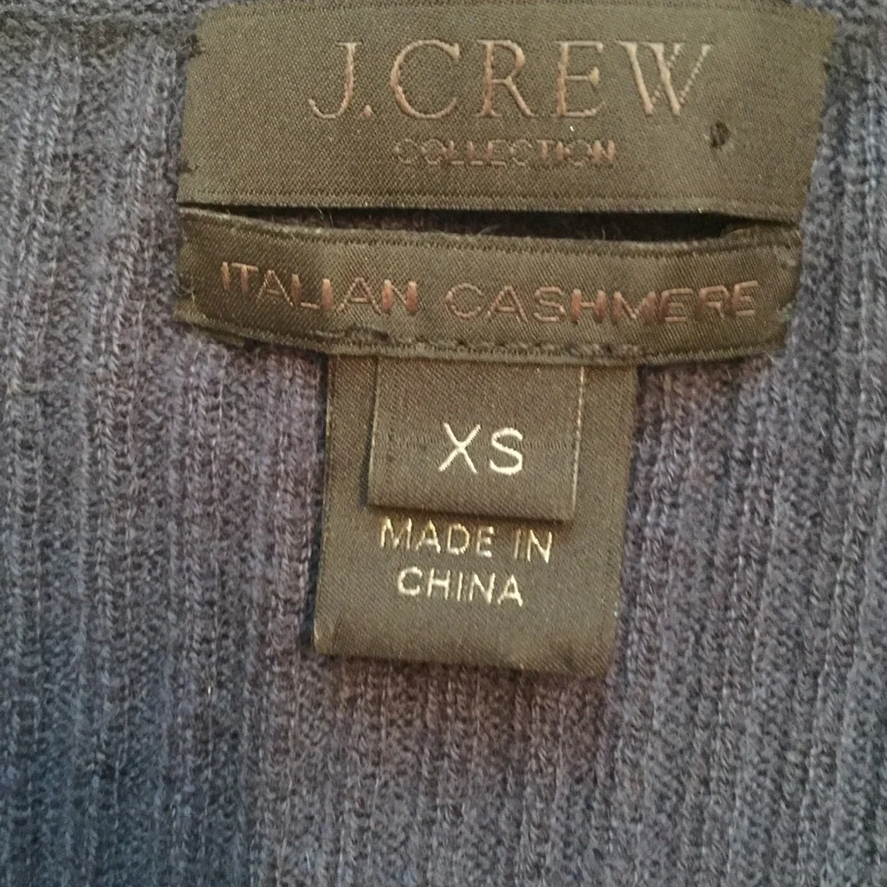 J. CREW SWEATER CREW NECK CASHMERE BLUE RIBBED Size XS